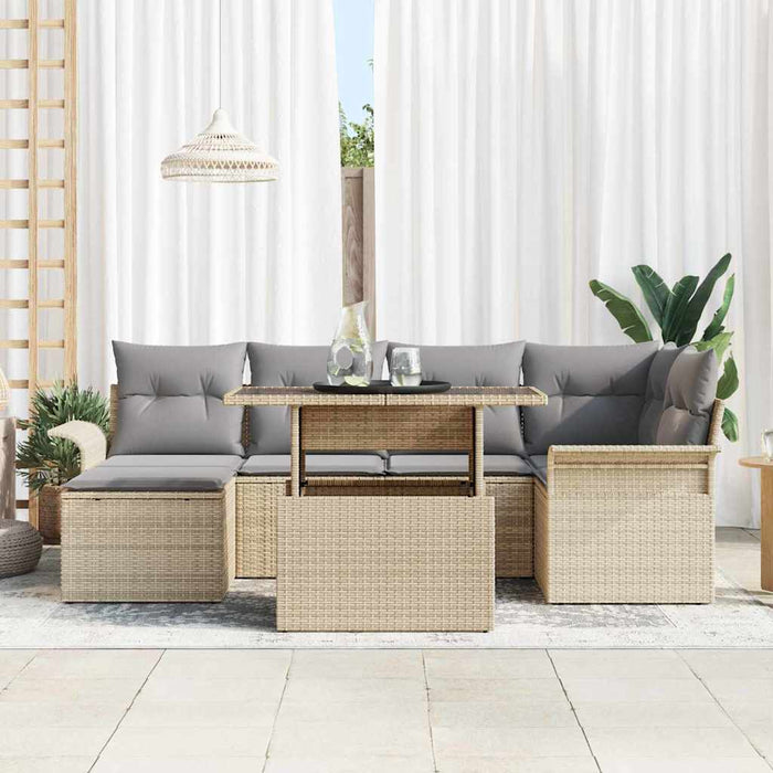 Set de canapele pentru grădină cu pernă 7 pcs Bej Rattan poli - WALTI WALTI