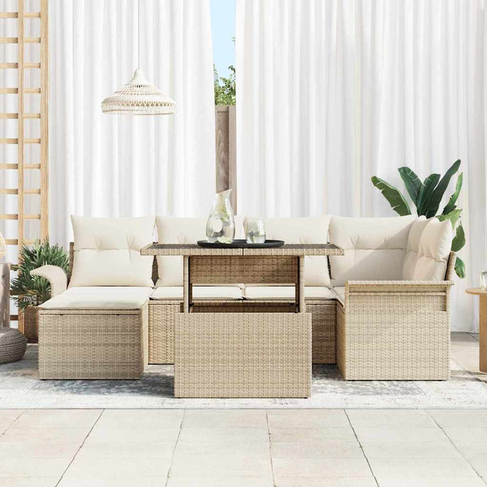 Set de canapele pentru grădină cu pernă 7 pcs Bej Rattan poli - WALTI WALTI