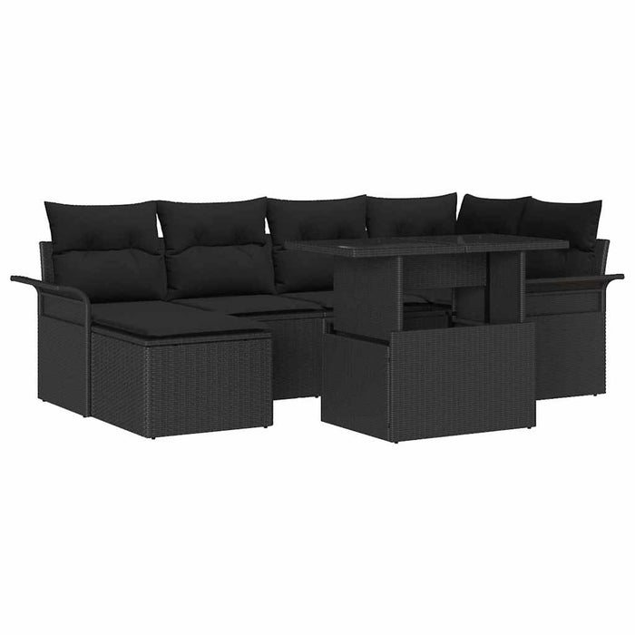 Set de canapele pentru grădină cu pernă 7 pcs Negru Rattan poli - WALTI WALTI