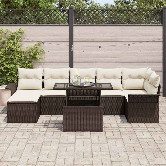 Set de canapele pentru grădină cu pernă 8 pcs Maro Rattan poli - WALTI WALTI