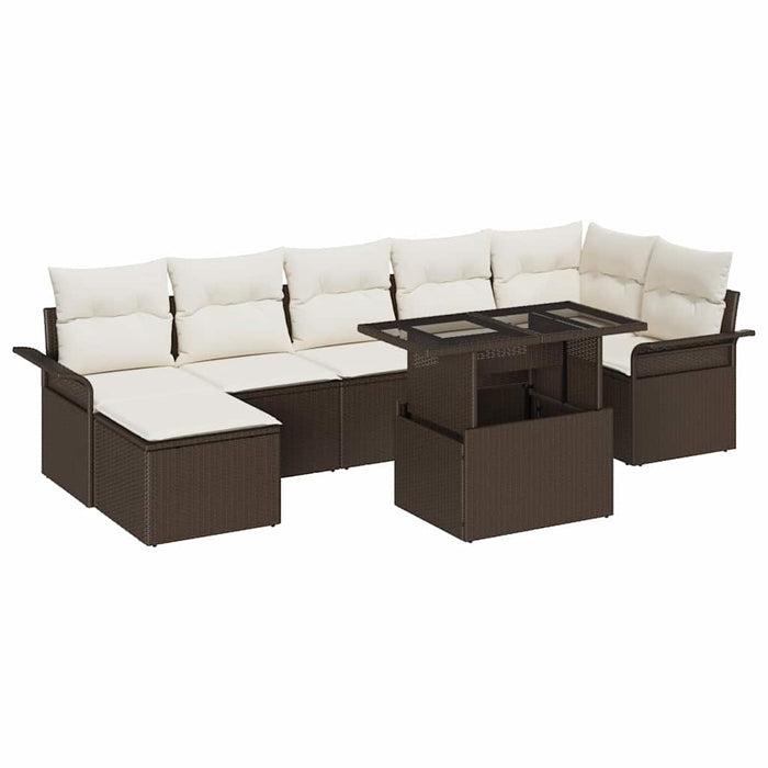 Set de canapele pentru grădină cu pernă 8 pcs Maro Rattan poli - WALTI WALTI