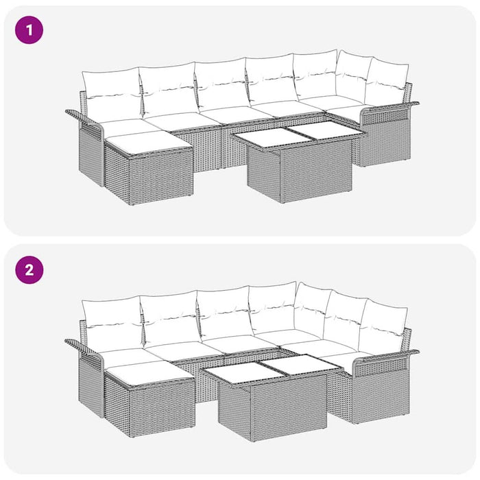 Set de canapele pentru grădină cu pernă 8 pcs Gri Rattan poli - WALTI WALTI