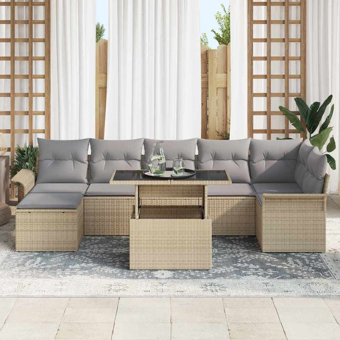 Set de canapele pentru grădină cu pernă 8 pcs Bej Rattan poli - WALTI WALTI
