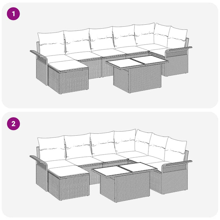 Set de canapele pentru grădină cu pernă 8 pcs Bej Rattan poli - WALTI WALTI