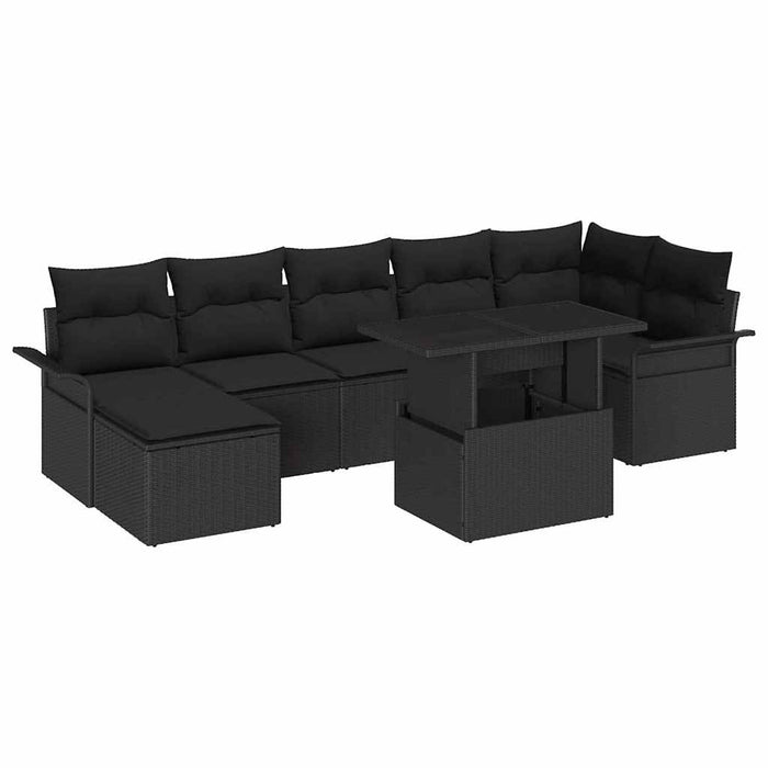Set de canapele pentru grădină cu pernă 8 pcs Negru Rattan poli - WALTI WALTI