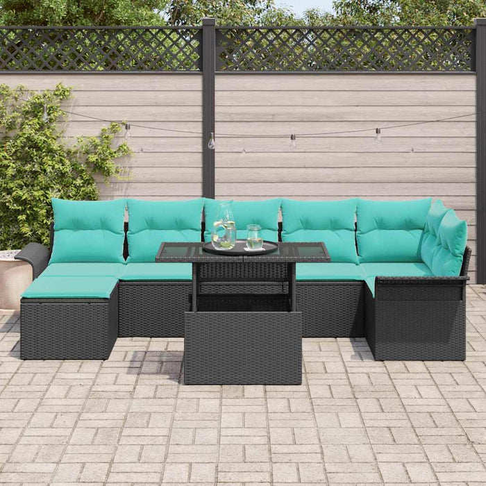 Set de canapele pentru grădină cu pernă 8 pcs Negru poliratan - WALTI WALTI