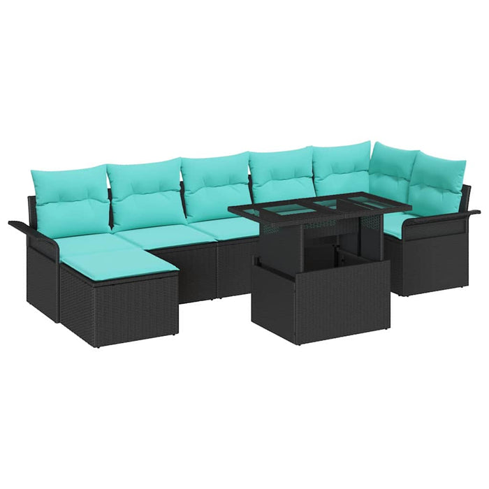Set de canapele pentru grădină cu pernă 8 pcs Negru poliratan - WALTI WALTI