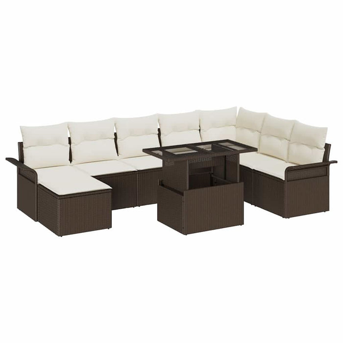 Set de canapele pentru grădină cu pernă 9 pcs Maro Rattan poli - WALTI WALTI