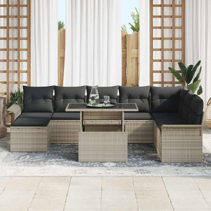 Set de canapele pentru grădină 9 pcs Gri deschis Rattan poli - WALTI WALTI