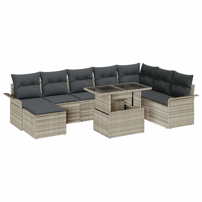 Set de canapele pentru grădină 9 pcs Gri deschis Rattan poli - WALTI WALTI