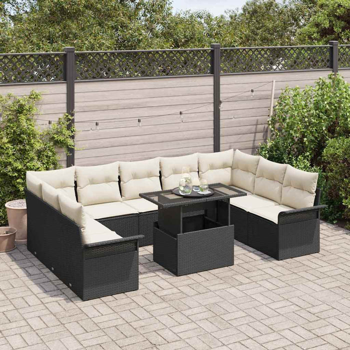 Set de canapele pentru grădină 10 pcs Negru Rattan poli - WALTI WALTI