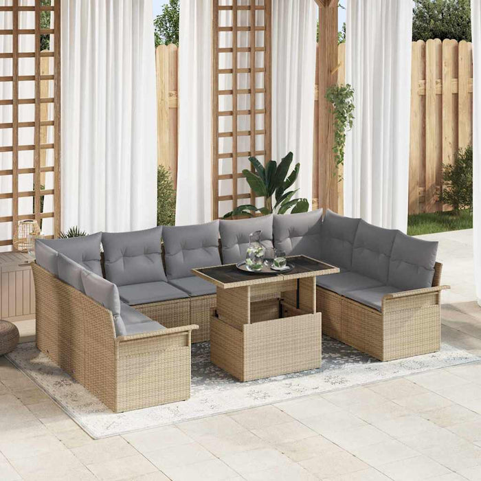 Set de canapele pentru grădină cu pernă 10 pcs Bej Rattan poli - WALTI WALTI