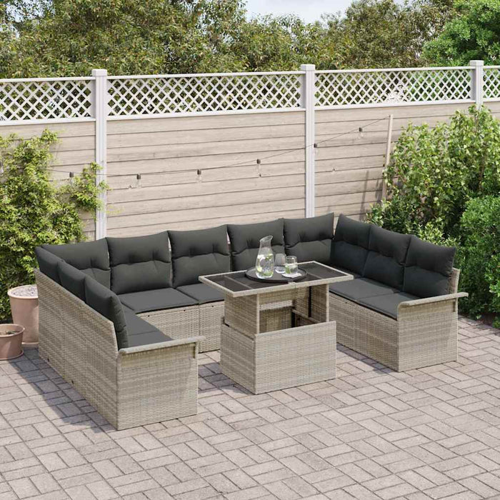 Set de canapele pentru grădină 10 pcs Gri deschis Rattan poli - WALTI WALTI