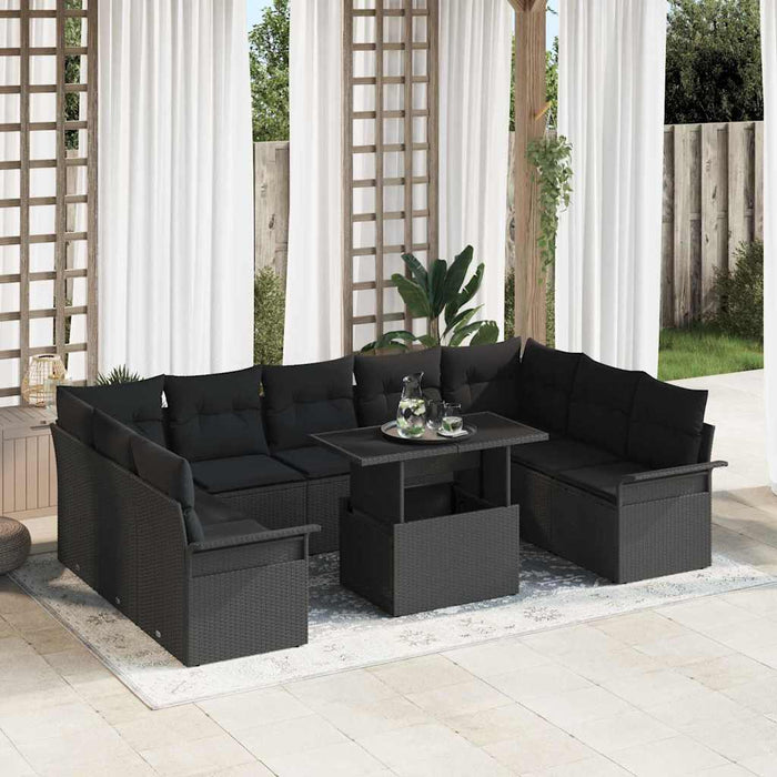 Set de canapele pentru grădină 10 pcs Negru Rattan poli - WALTI WALTI
