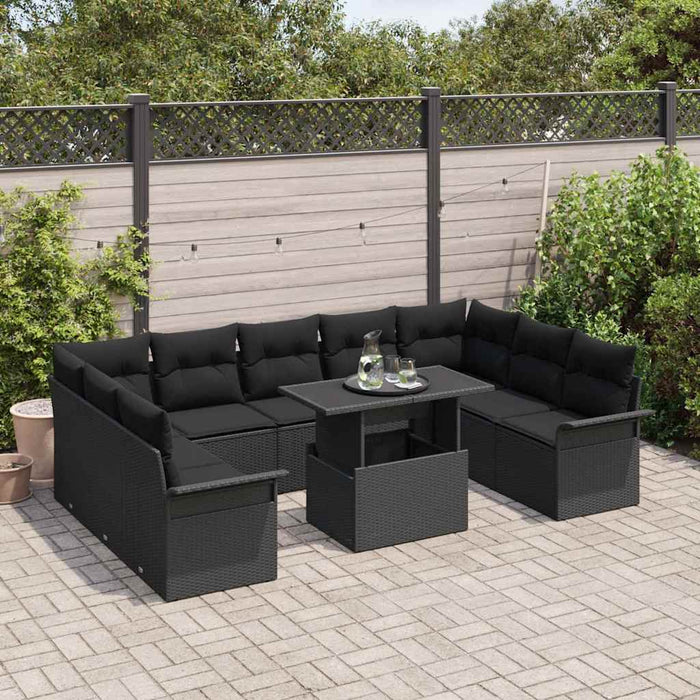 Set de canapele pentru grădină 10 pcs Negru Rattan poli - WALTI WALTI