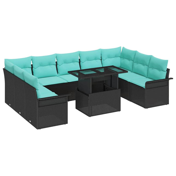 Set de canapele pentru grădină 10 pcs Negru Rattan poli - WALTI WALTI