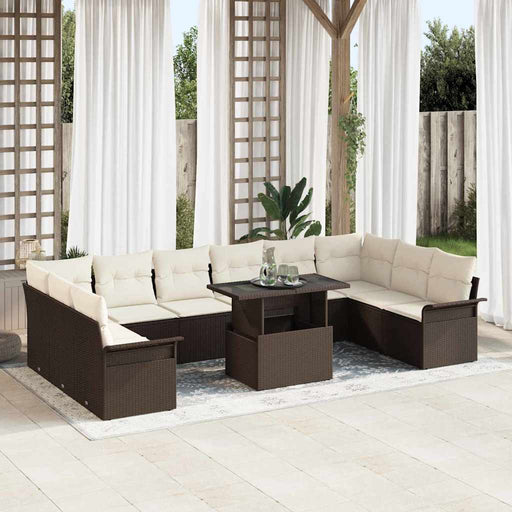 Set de canapele pentru grădină cu pernă 11 pcs Maro Rattan poli - WALTI WALTI