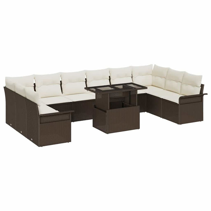 Set de canapele pentru grădină cu pernă 11 pcs Maro Rattan poli - WALTI WALTI