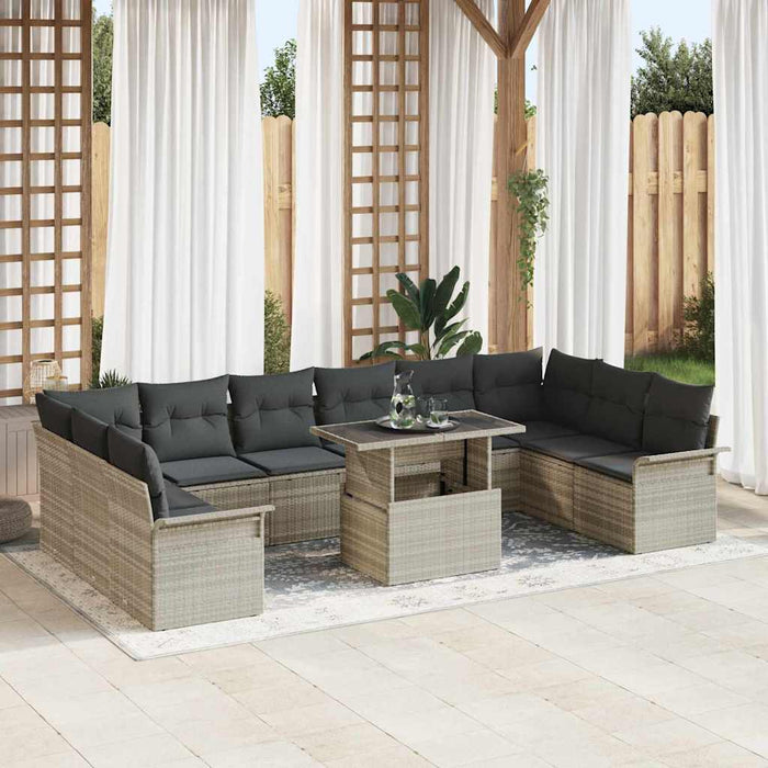 Set de canapele pentru grădină 11 pcs Gri deschis Rattan poli - WALTI WALTI