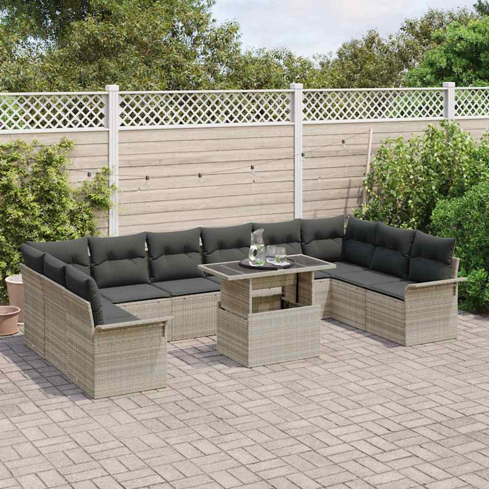 Set de canapele pentru grădină 11 pcs Gri deschis Rattan poli - WALTI WALTI