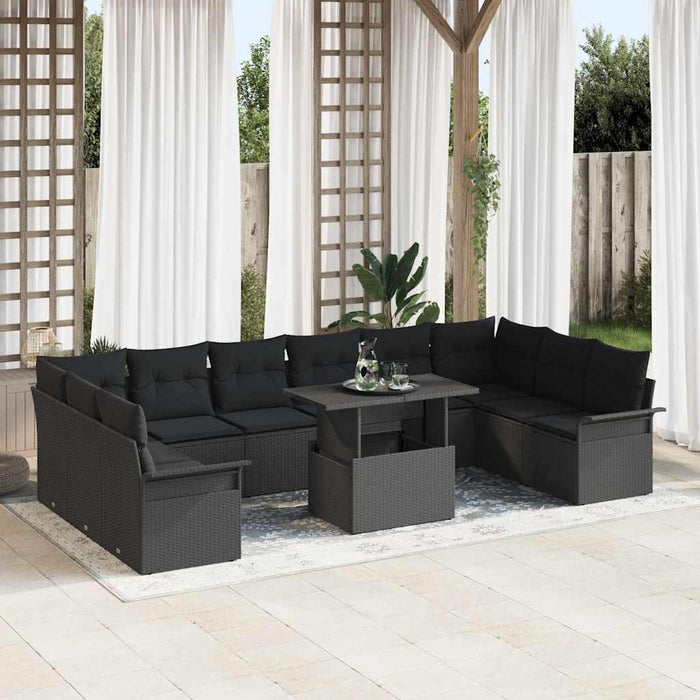 Set de canapele pentru grădină 11 pcs Negru Rattan poli - WALTI WALTI