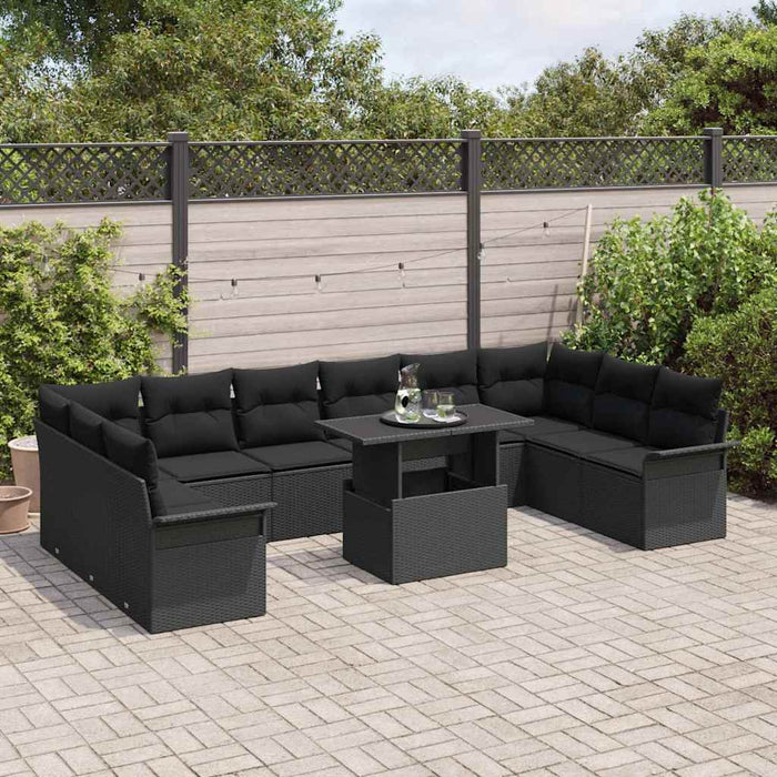 Set de canapele pentru grădină 11 pcs Negru Rattan poli - WALTI WALTI