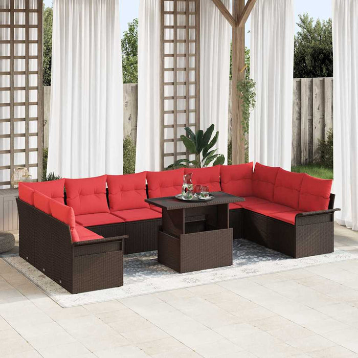 Set de canapele pentru grădină cu pernă 11 pcs Maro Rattan poli - WALTI WALTI