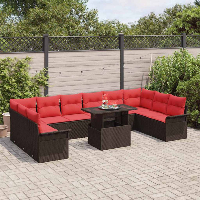 Set de canapele pentru grădină cu pernă 11 pcs Maro Rattan poli - WALTI WALTI