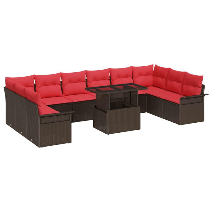 Set de canapele pentru grădină cu pernă 11 pcs Maro Rattan poli - WALTI WALTI