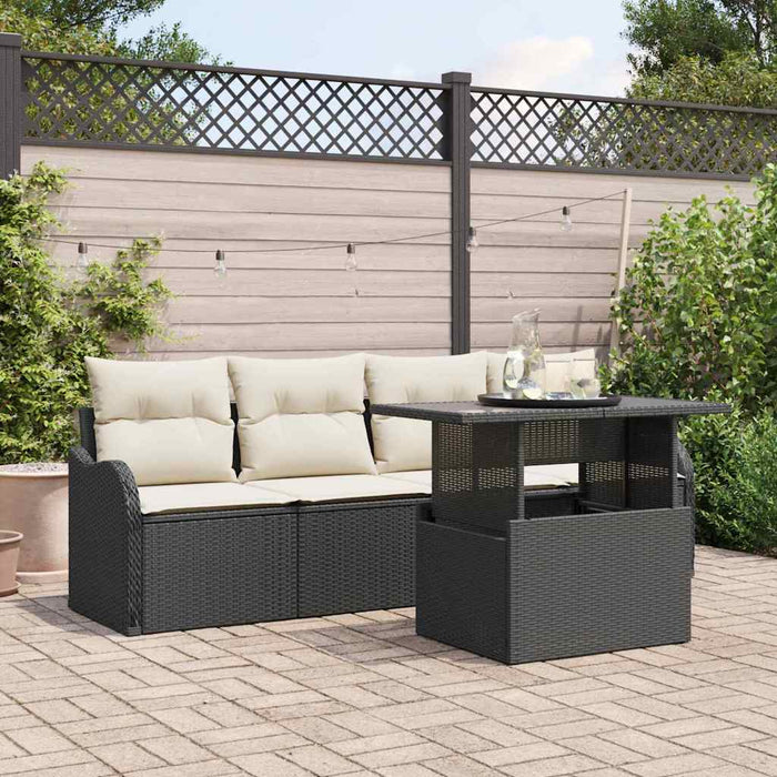 Set de canapele pentru grădină cu pernă 5 pcs Negru Rattan poli - WALTI WALTI