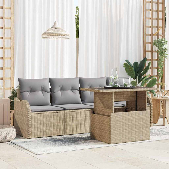 Set de canapele pentru grădină cu pernă 5 pcs Bej Rattan poli - WALTI WALTI