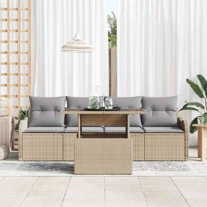 Set de canapele pentru grădină cu pernă 5 pcs Bej Rattan poli - WALTI WALTI