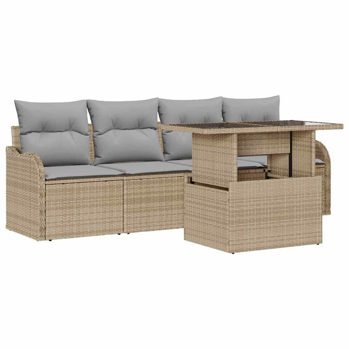 Set de canapele pentru grădină cu pernă 5 pcs Bej Rattan poli - WALTI WALTI