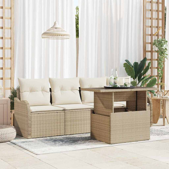 Set de canapele pentru grădină cu pernă 5 pcs Bej Rattan poli - WALTI WALTI