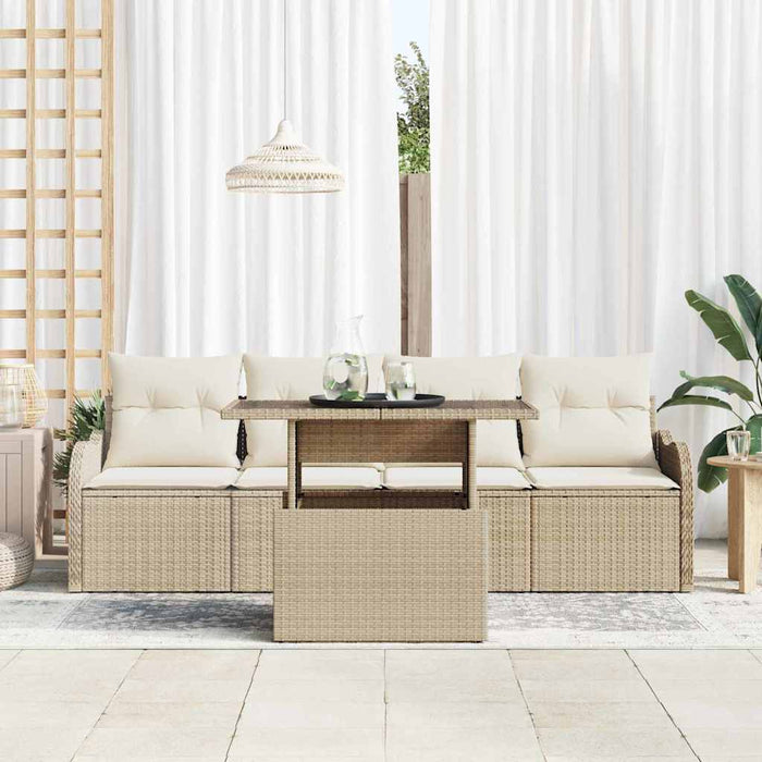 Set de canapele pentru grădină cu pernă 5 pcs Bej Rattan poli - WALTI WALTI