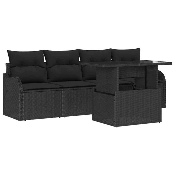 Set de canapele pentru grădină cu pernă 5 pcs Negru Rattan poli - WALTI WALTI