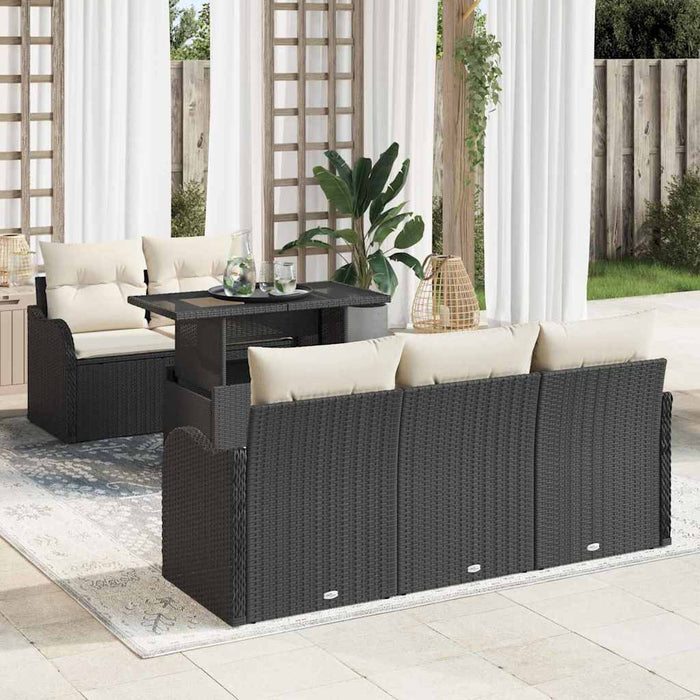 Set de canapele pentru grădină cu pernă 6 pcs Negru Rattan poli - WALTI WALTI