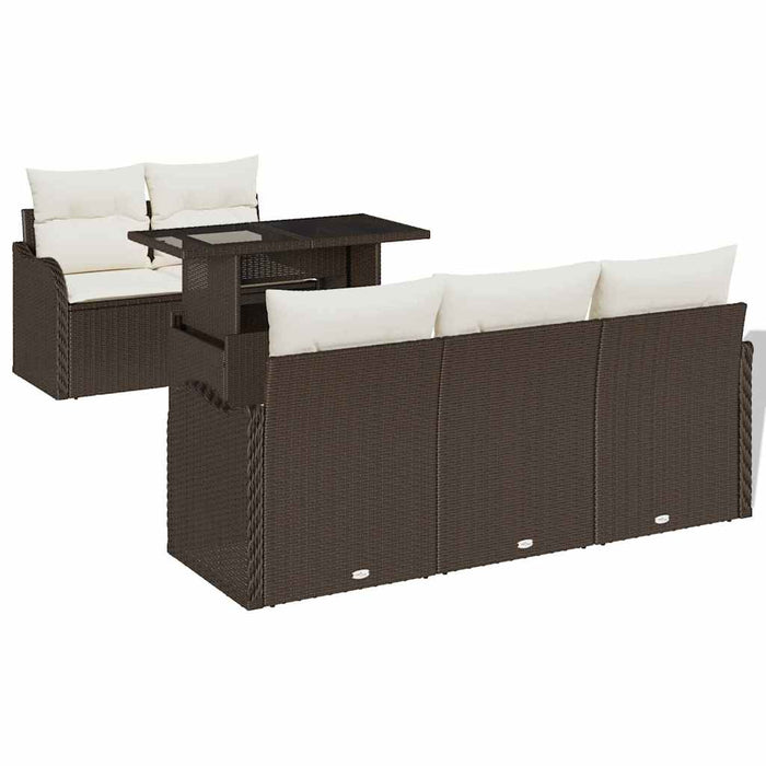 Set de canapele pentru grădină cu pernă 6 pcs Maro Rattan poli - WALTI WALTI