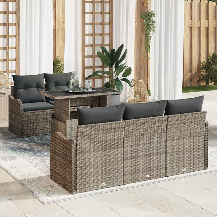 Set de canapele pentru grădină cu pernă 6 pcs Gri Rattan poli - WALTI WALTI