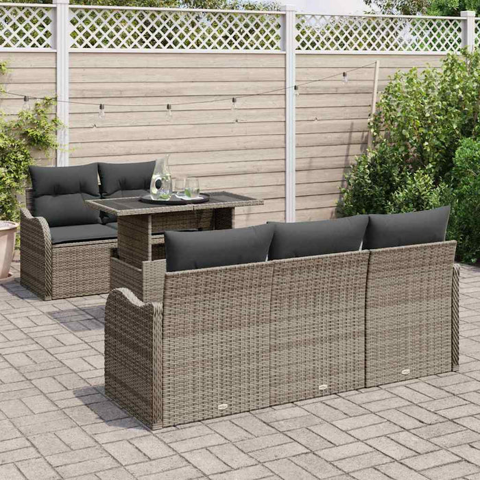 Set de canapele pentru grădină cu pernă 6 pcs Gri Rattan poli - WALTI WALTI