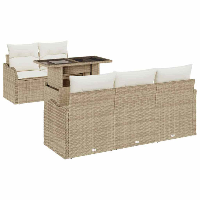 Set de canapele pentru grădină cu pernă 6 pcs Bej poliratan WALTI