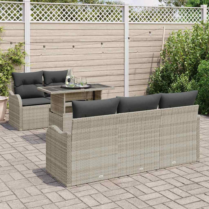 Set de canapele pentru grădină 6 pcs Gri deschis Rattan poli - WALTI WALTI