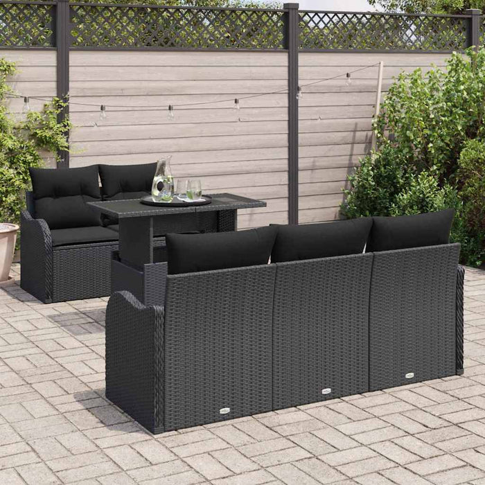 Set de canapele pentru grădină cu pernă 6 pcs Negru Rattan poli - WALTI WALTI