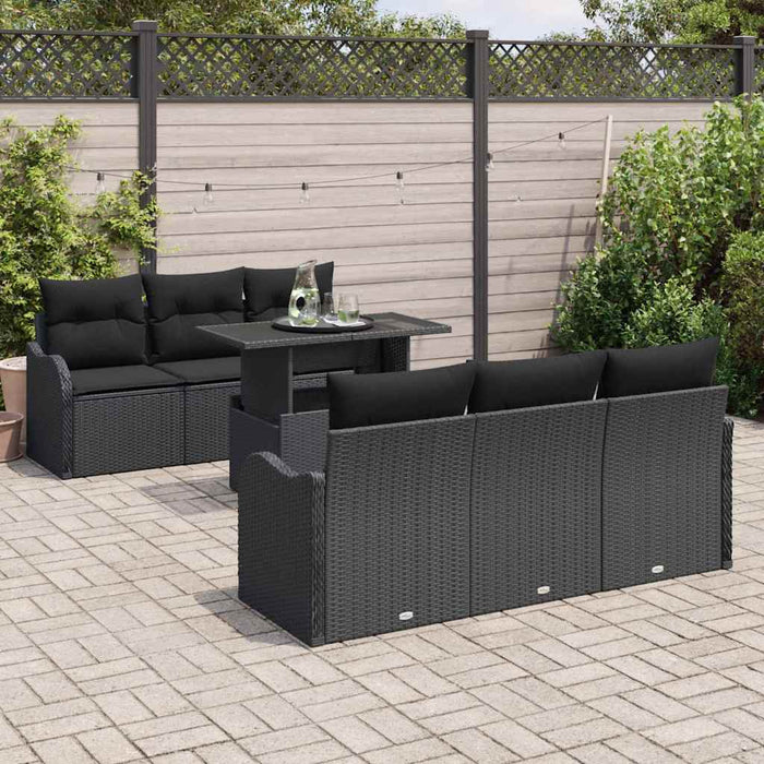 Set de canapele pentru grădină cu pernă 7 pcs Negru Rattan poli - WALTI WALTI