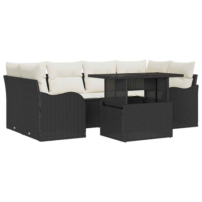 Set de canapele pentru grădină cu pernă 7 pcs Negru Rattan poli - WALTI WALTI