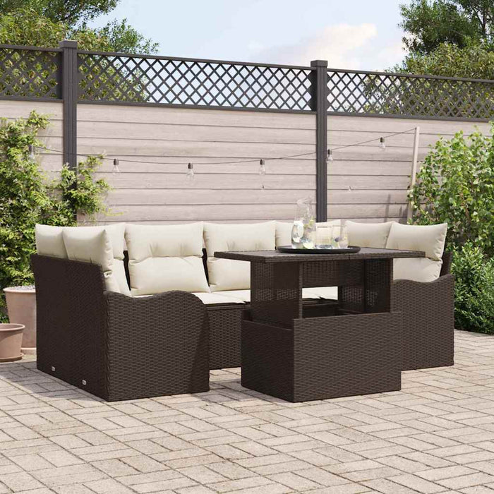 Set de canapele pentru grădină cu pernă 7 pcs Maro Rattan poli - WALTI WALTI