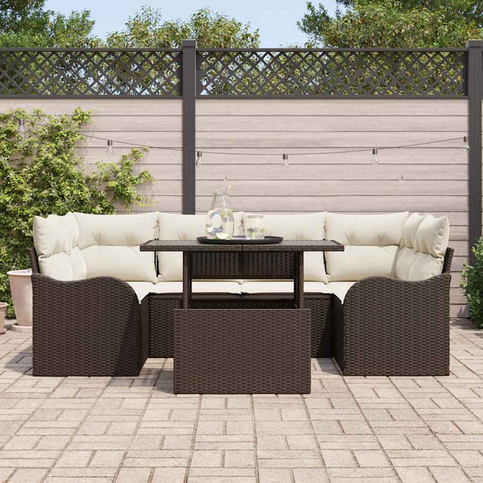 Set de canapele pentru grădină cu pernă 7 pcs Maro Rattan poli - WALTI WALTI