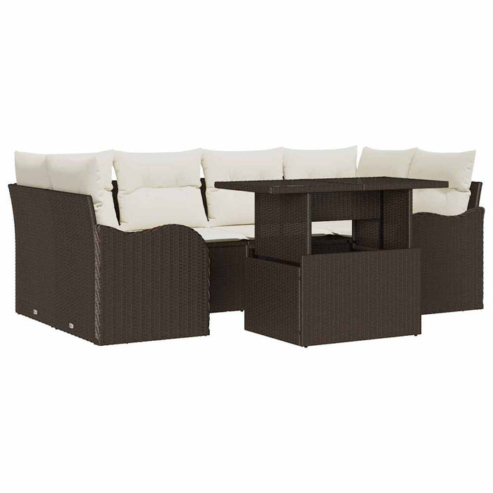 Set de canapele pentru grădină cu pernă 7 pcs Maro Rattan poli - WALTI WALTI