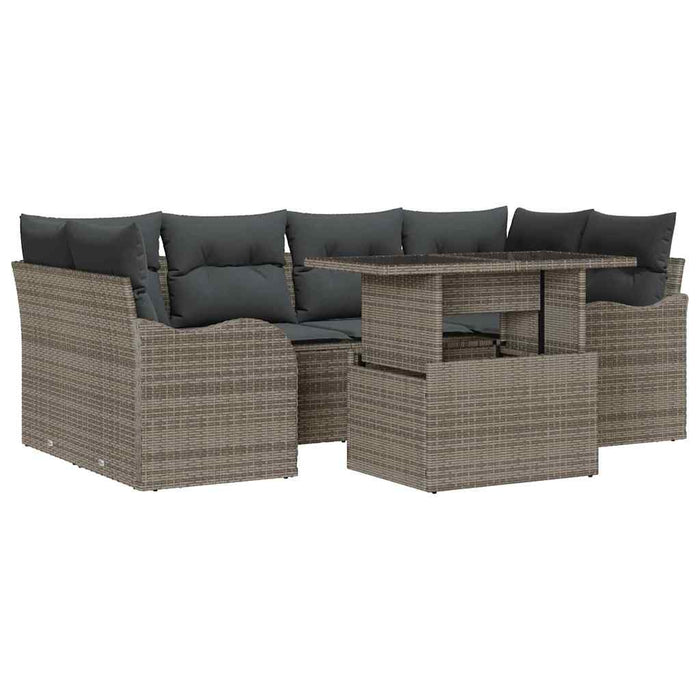 Set de canapele pentru grădină cu pernă 7 pcs Gri Rattan poli - WALTI WALTI