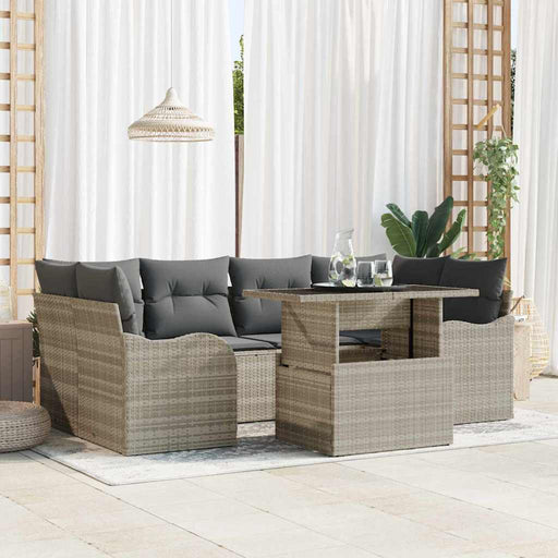 Set de canapele pentru grădină 7 pcs Gri deschis Rattan poli - WALTI WALTI